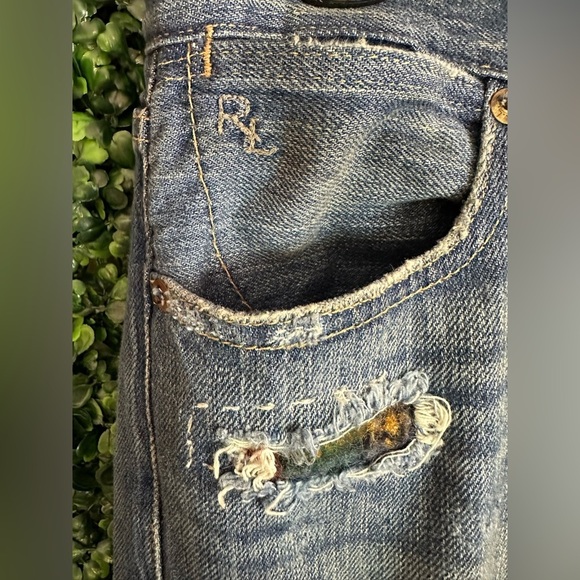 Polo Ralph Lauren Women's Astor Slim Boyfriend Repaired Patch Indigo Blue Jeans - Picture 8 of 16